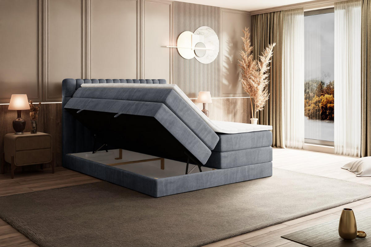 BOXSPRINGBETT SERENE KING - 160 x 200 - H3/H4 - Grau - Grau, Holzwerkstoff (160/200cm) - ALTDECOR