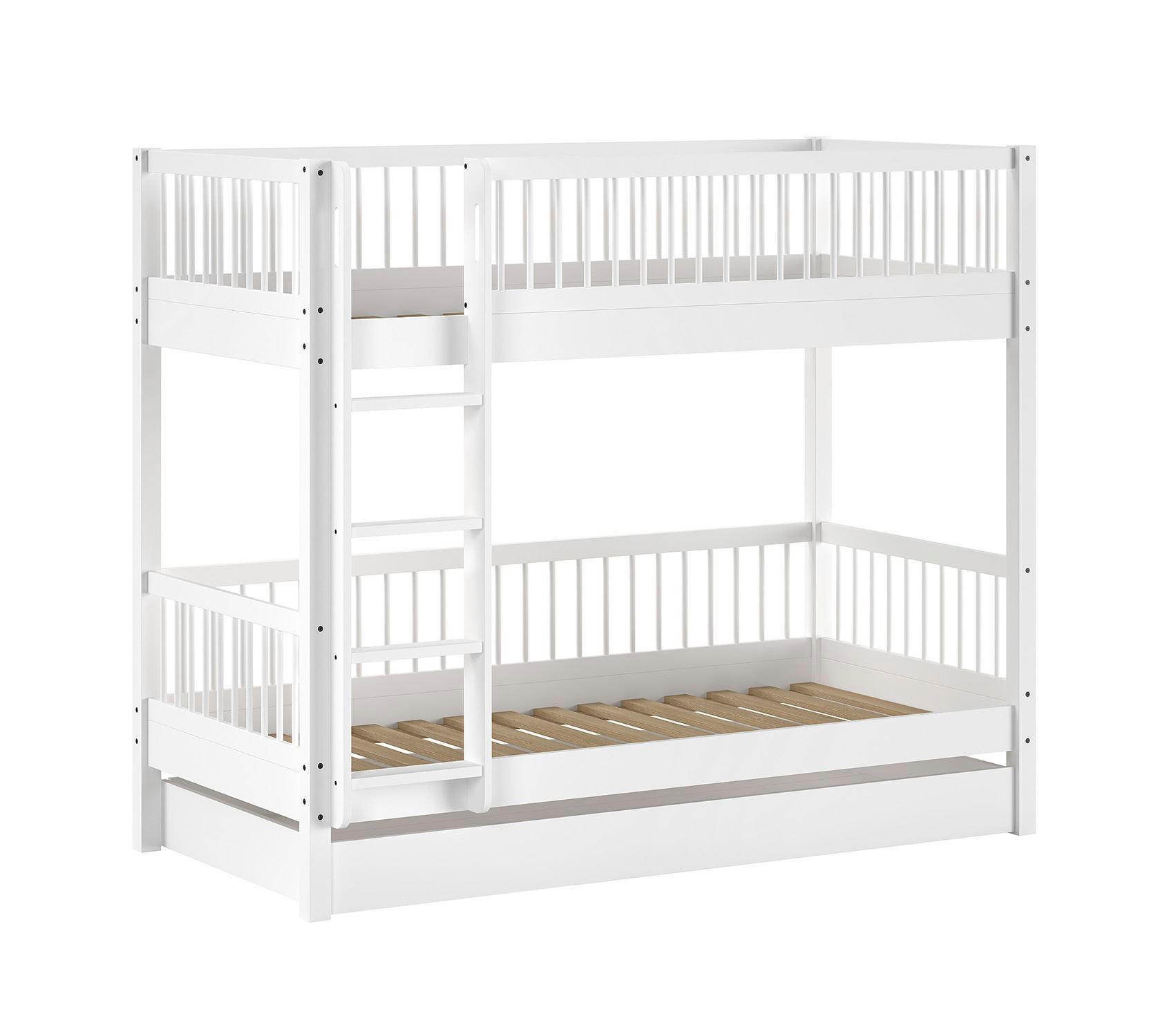 ETAGENBETT 90x200 Keeley Buche Weiß Holz Schublade Komfort Stabil - Weiß, Holz (90/200cm) - 58aufmkessel