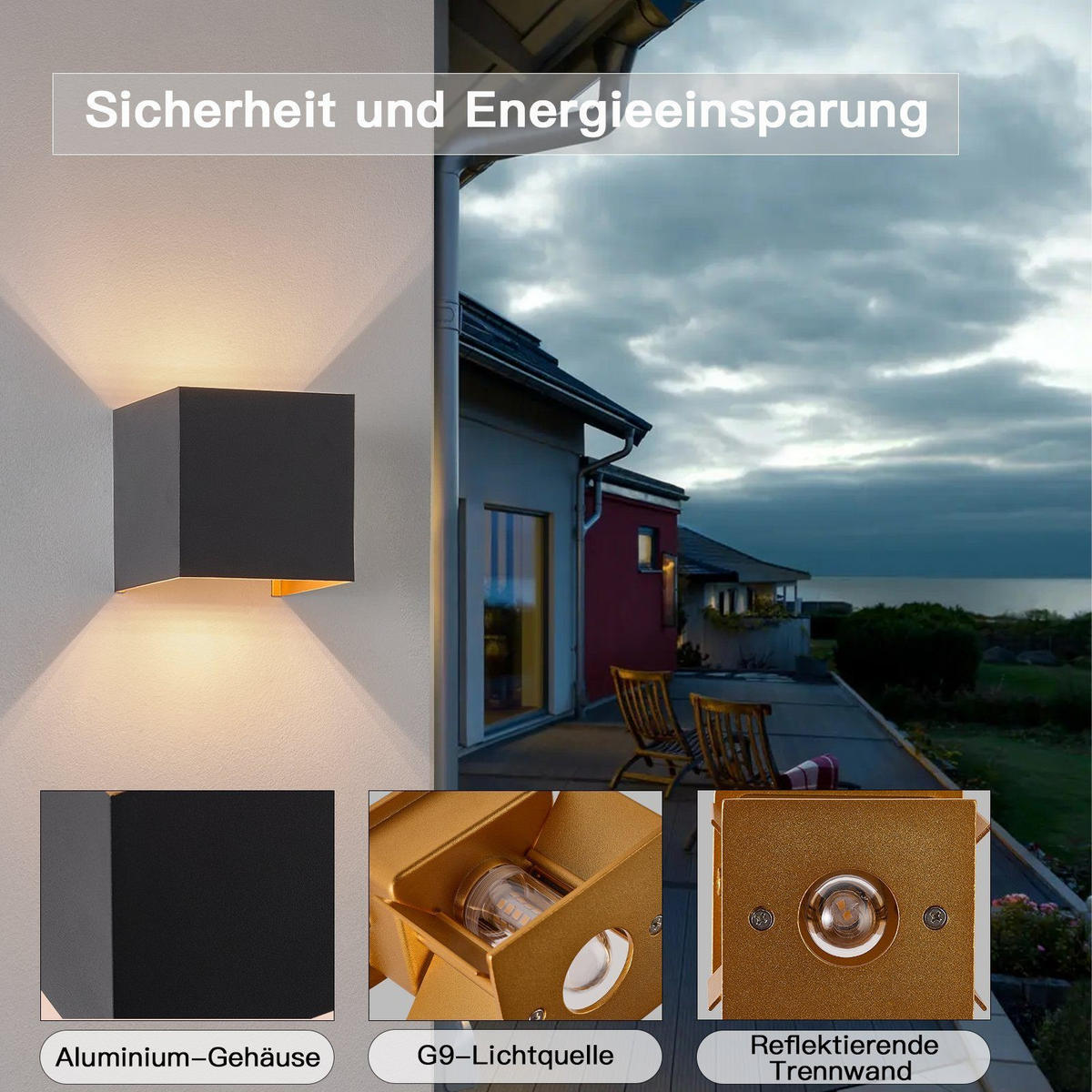 WANDLEUCHTE Inspiration - Schwarz, Metall (10/10/10cm) - Nettlife