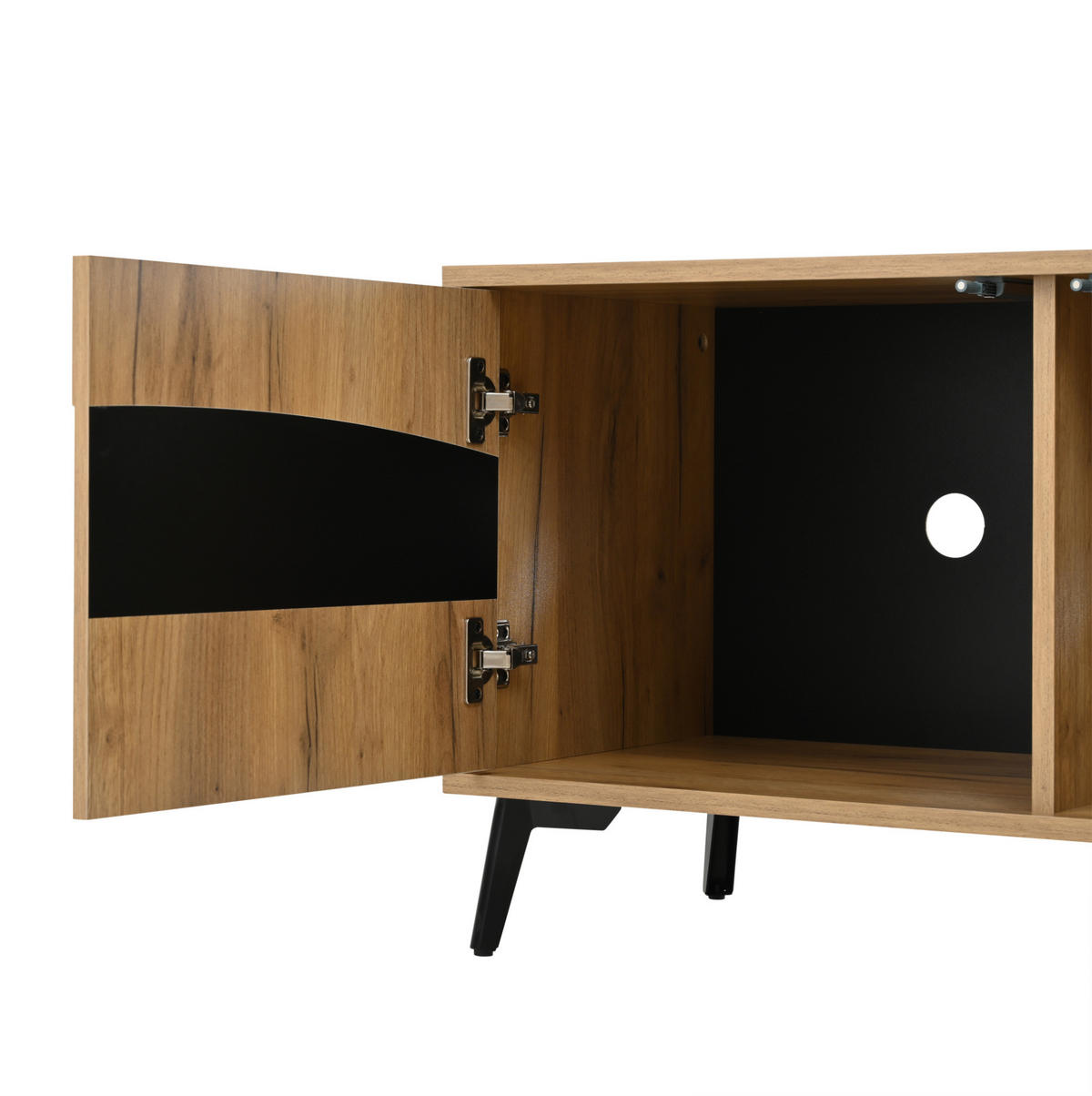 TV STOLEK v přírodní a černé barvě se 4 skříňkami, do obývacího pokoje, 180 × 40 × 50 cm - přírodní/černá, kompozitní dřevo (180/50/40cm) - STILVORA