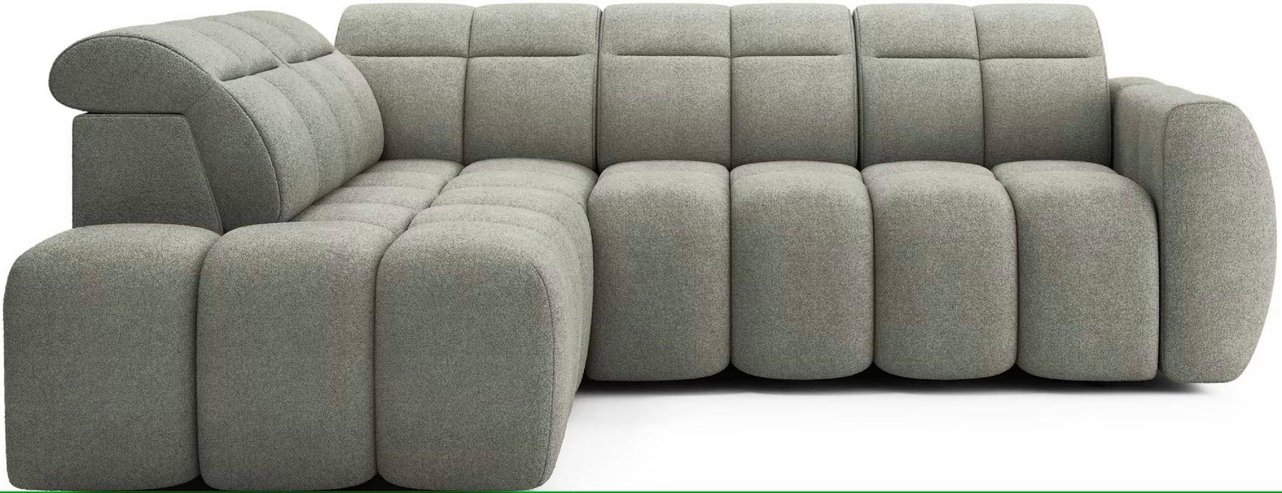 ECKSOFA mit elektrischem Sitzvorschub, Bettkasten und verstellbare Kopflehnen - Grün, Naturmaterialien/Textil (258/208cm) - Eltap
