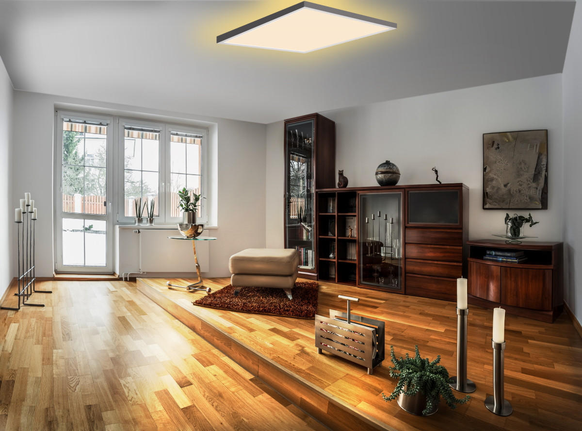 LED-DECKENLEUCHTE - dimmbar mit RGB-Hintergrundbeleuchtung und Fernbedienung für stimmungsvolle Beleuchtung, 45x45 cm - Weiß, Kunststoff (51/51/10cm) - Northpoint
