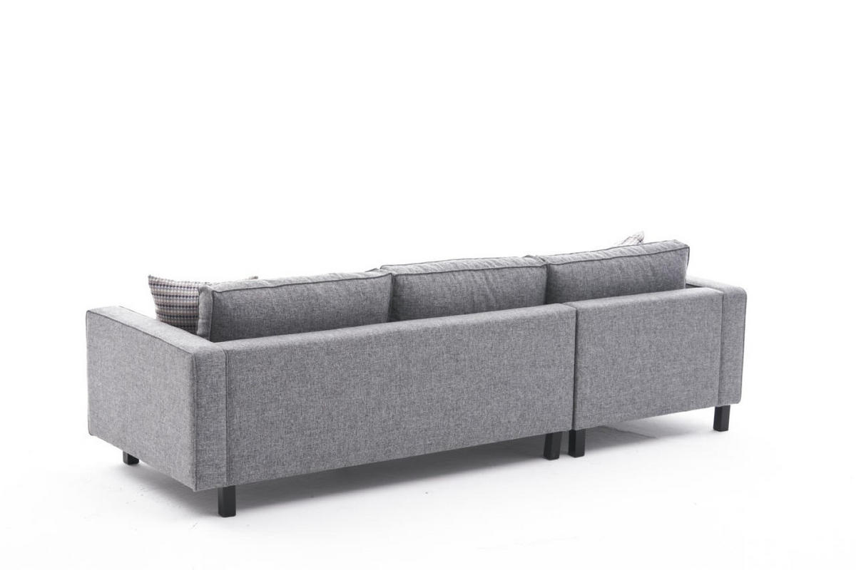 ECKSOFA mit elegantem Leinen-Bezug - Schwarz/Grau, Buchenholz/Textil (258/187cm) - myHomelando