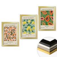 WANDBILDER 3er Set - 20x30 cm Goldrahmen - Zitrusfrüchte, tropischer Retro-Stil - Goldfarben, Kunststoff (20/30cm) - ArtPrintCave