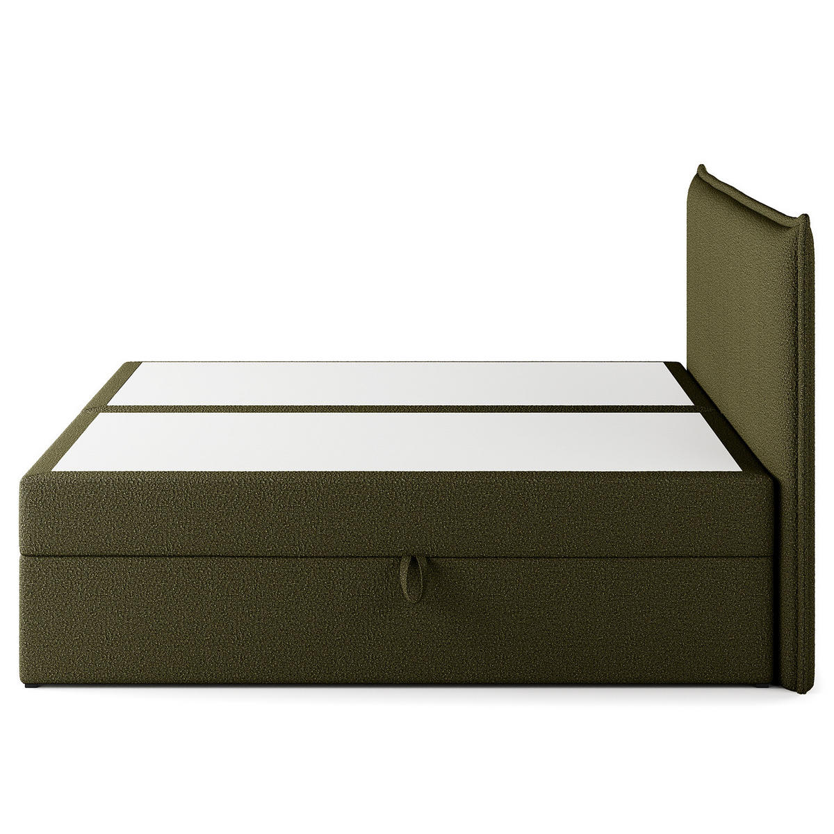 BOXBETT mit Stauraum - Bouclé - Olivgrün, Holzwerkstoff/Textil (200/200cm) - home24