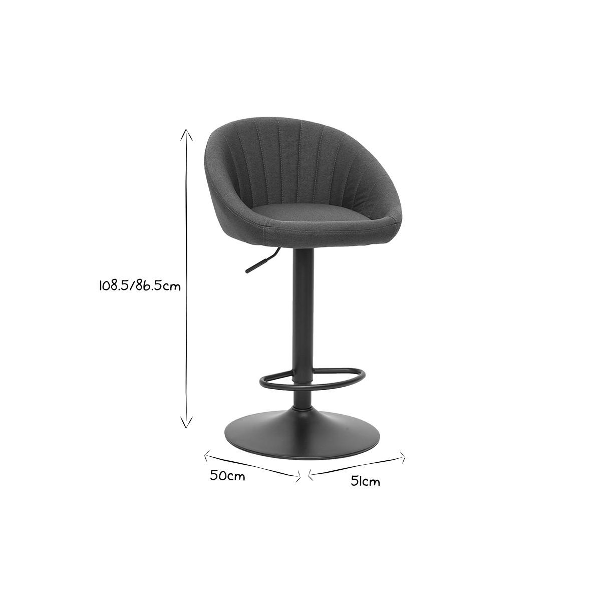 BARHOCKER Verstellbar Anthrazitgrau 2er-Set SHERU - Dunkelgrau, Textil (50/108.5/51cm) - Miliboo