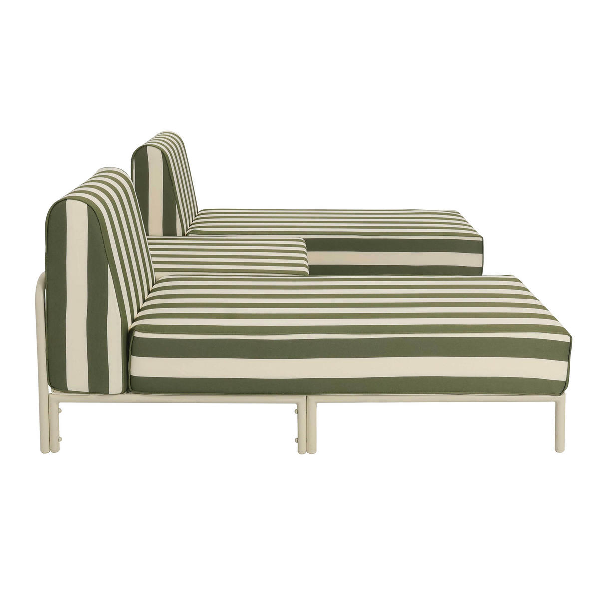 GARTENSOFA mit 3 Sitzplätzen, Khakigrün - Grün, Textil (128/78/144cm) - Oviala