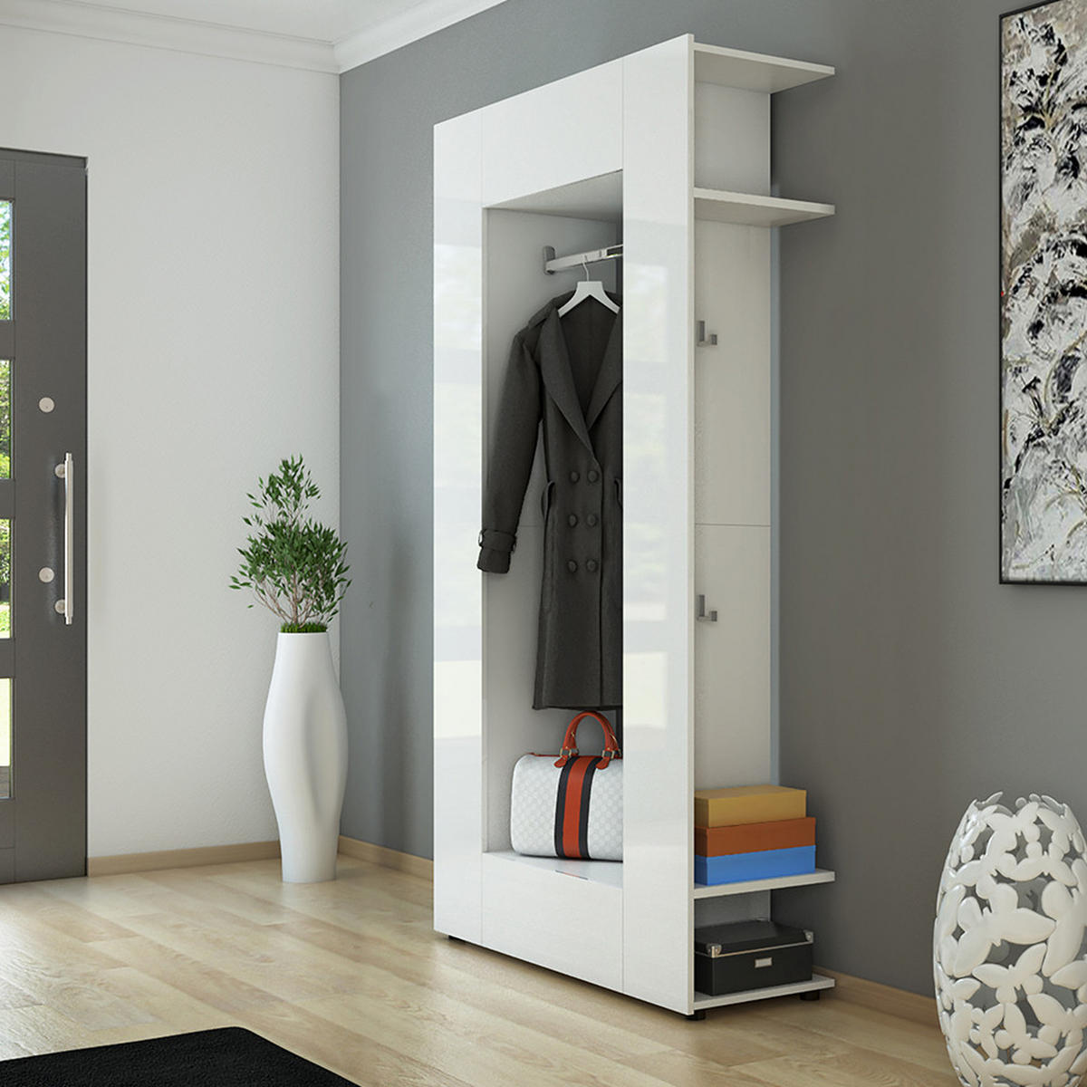 GARDEROBE Mats Weiß 36.6 x 191 cm - Weiß, Holzwerkstoff (36.6/191/106cm) - Vicco