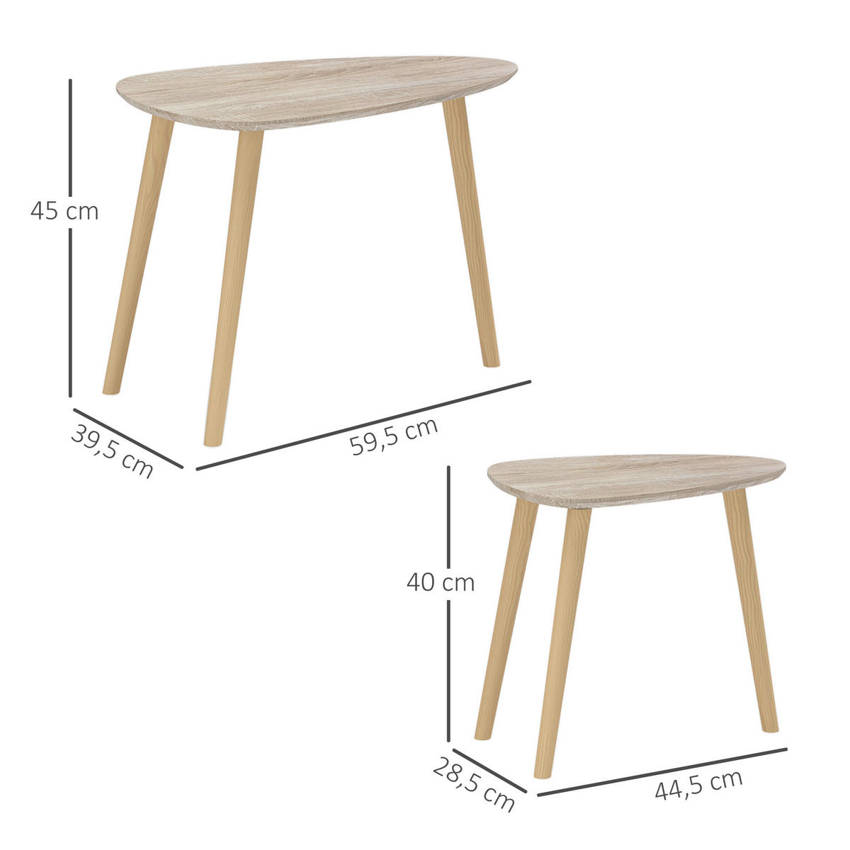 COUCHTISCH DE-15771 skandinavisches Design Naturholz - Naturfarben, Holzwerkstoff (59.5/39.5/45cm) - ComfortXL