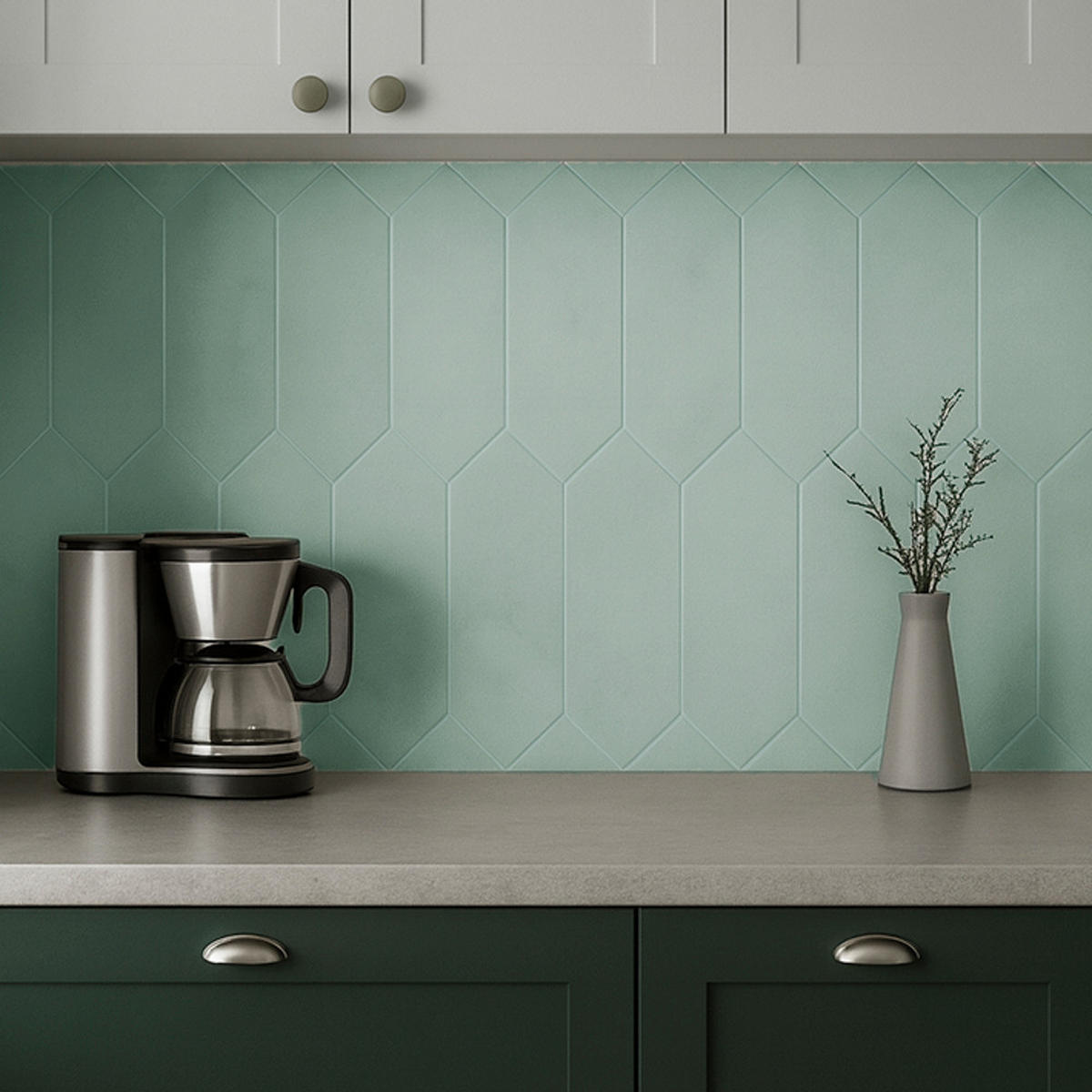 FLIESENAUFKLEBER 1 Stück 30,5 x 30,5 cm Selbstklebende Fliesen - Fico Fumo - Grau/Grün, Kunststoff (30.5/0.3/30.5cm) - Mazovia