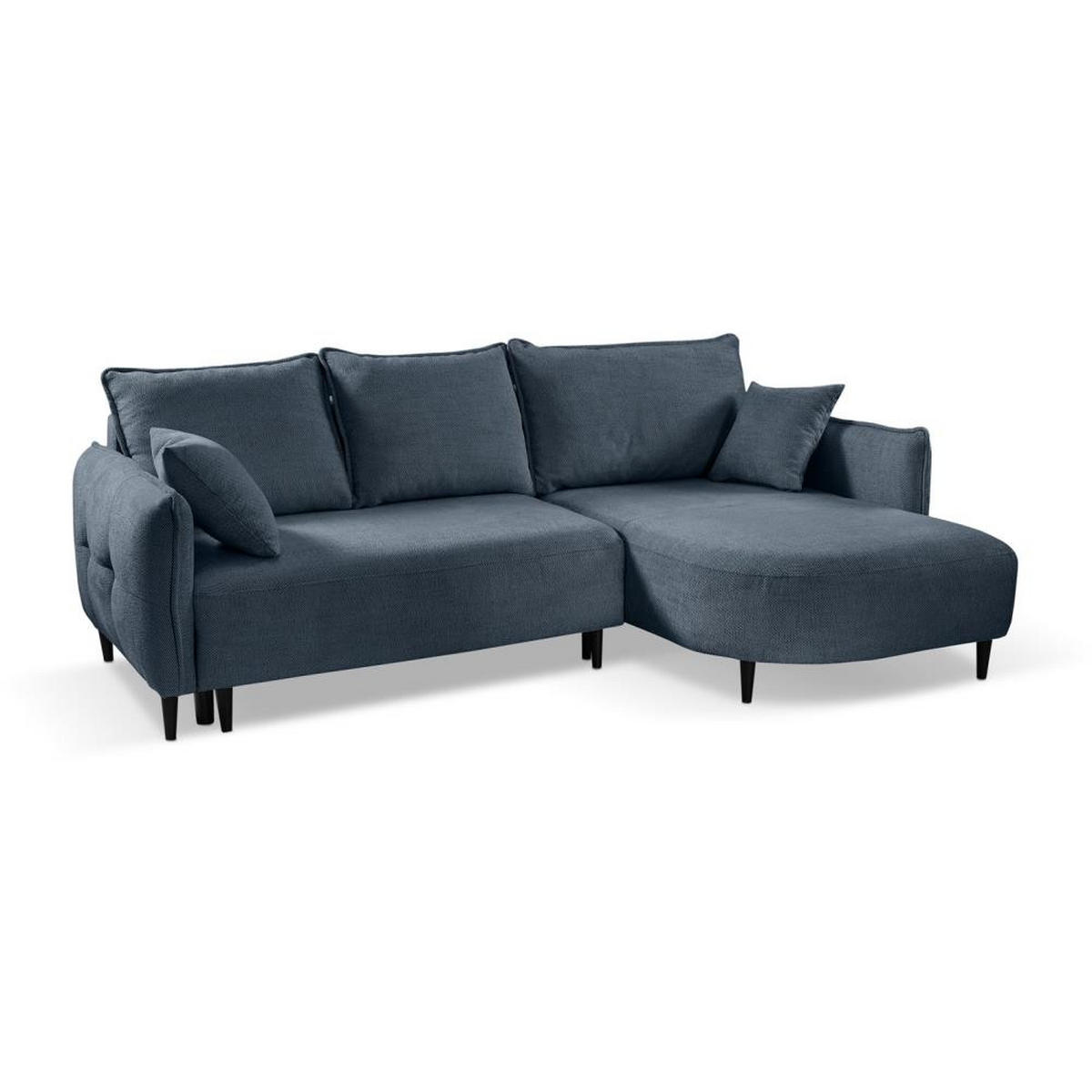 ECKSCHLAFSOFA Sycylia rechts dunkelblau - Schwarz/Dunkelblau, Textil (244/165cm) - Beautysofa