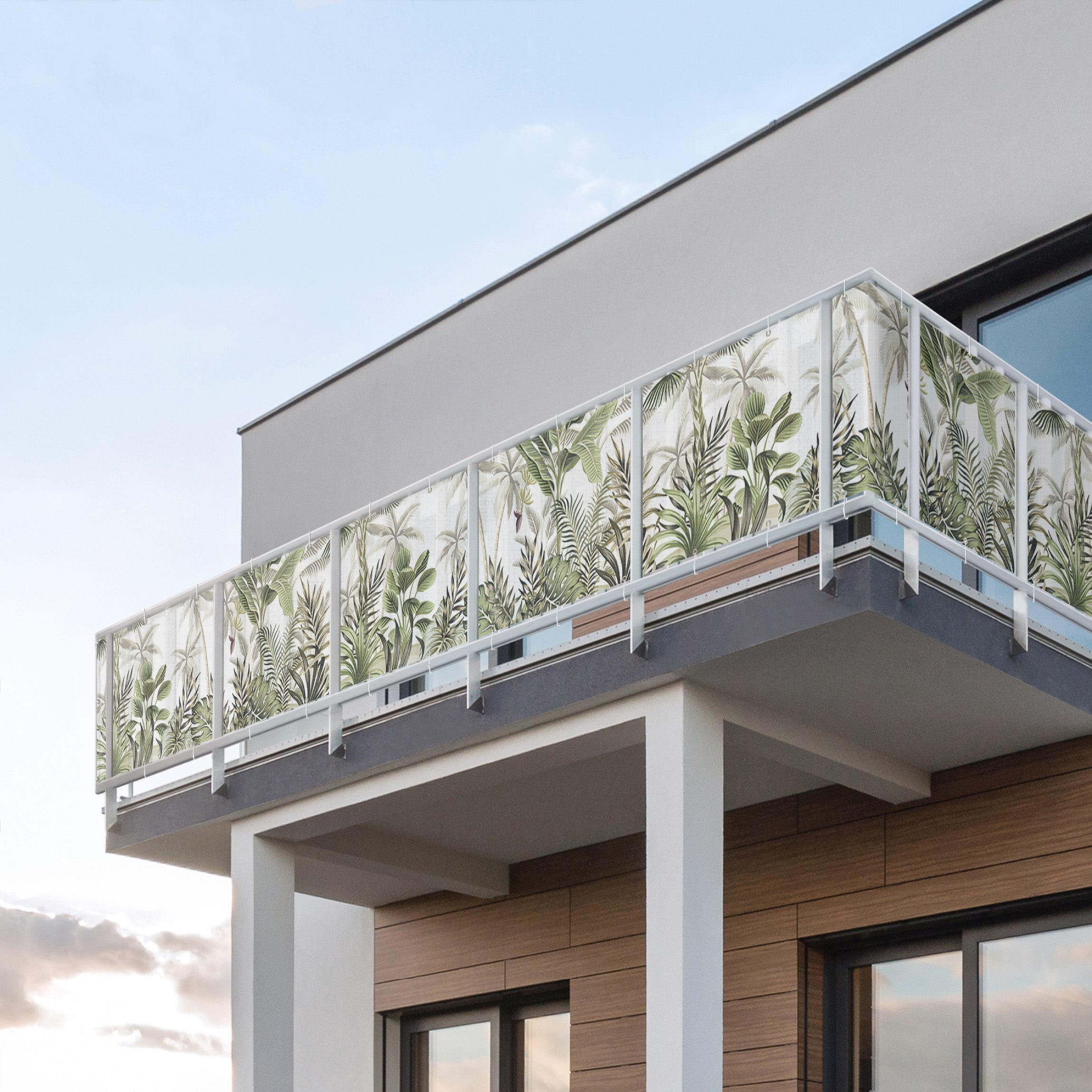 BALKON SICHTSCHUTZ Palmen im Dschungel 600/90 cm - Grün, Kunststoff (600/90cm) - Bilderwelten
