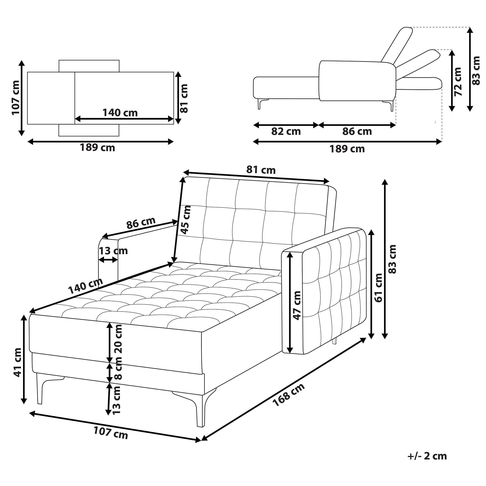 Thumbnail - Beliani Chaiselongue, Silber, Schwarz, Textil, 107x83x168 cm, Wohnzimmer, Sessel, Relaxliegen