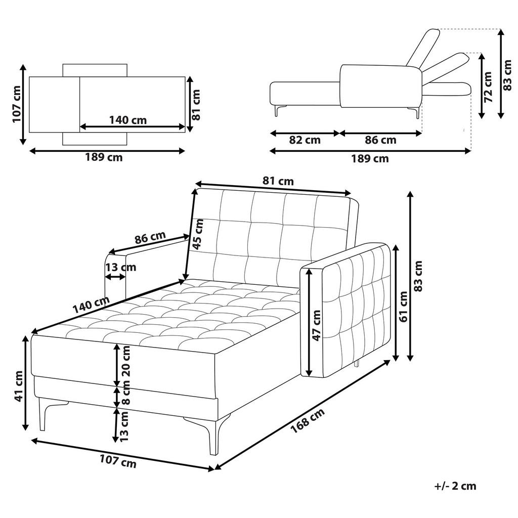 Thumbnail - Beliani Chaiselongue, Silber, Dunkelgrau, Textil, 107x83x168 cm, Wohnzimmer, Sessel, Relaxliegen