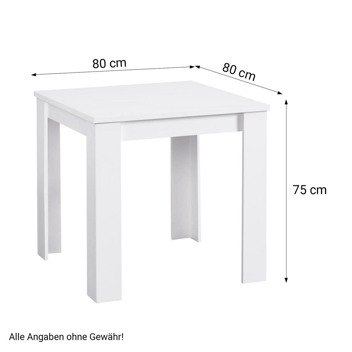 ESSGRUPPE mit 2 Stühlen Esstisch 80/80 cm weiß - Grau, Holz (80/75/80cm) - Homestyle4u