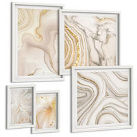 BILDER SET 5er Set - 50x50 cm & 20x30 cm & 40x60 cm Weißer Rahmen - Landschaften Natur Felder Sonne - Weiß, Kunststoff (40/60cm) - TULUP