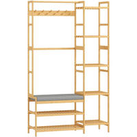 KLEIDERSTÄNDER 104/175/33 cm Naturholz aus Bambus mit Schuhschrank - Naturfarben, Naturmaterialien (33/175/104cm) - OKMYHOME