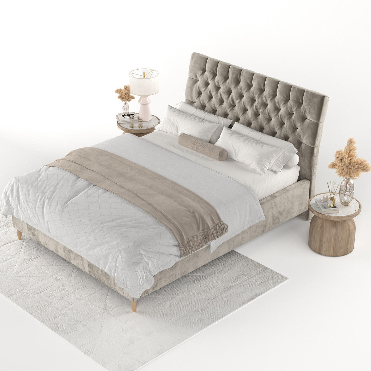 POLSTERBETT Lira 140/200 cm Beige im Lotta Stoff - Beige/Naturfarben, Holz/Holzwerkstoff (140/200cm) - AltaBeds