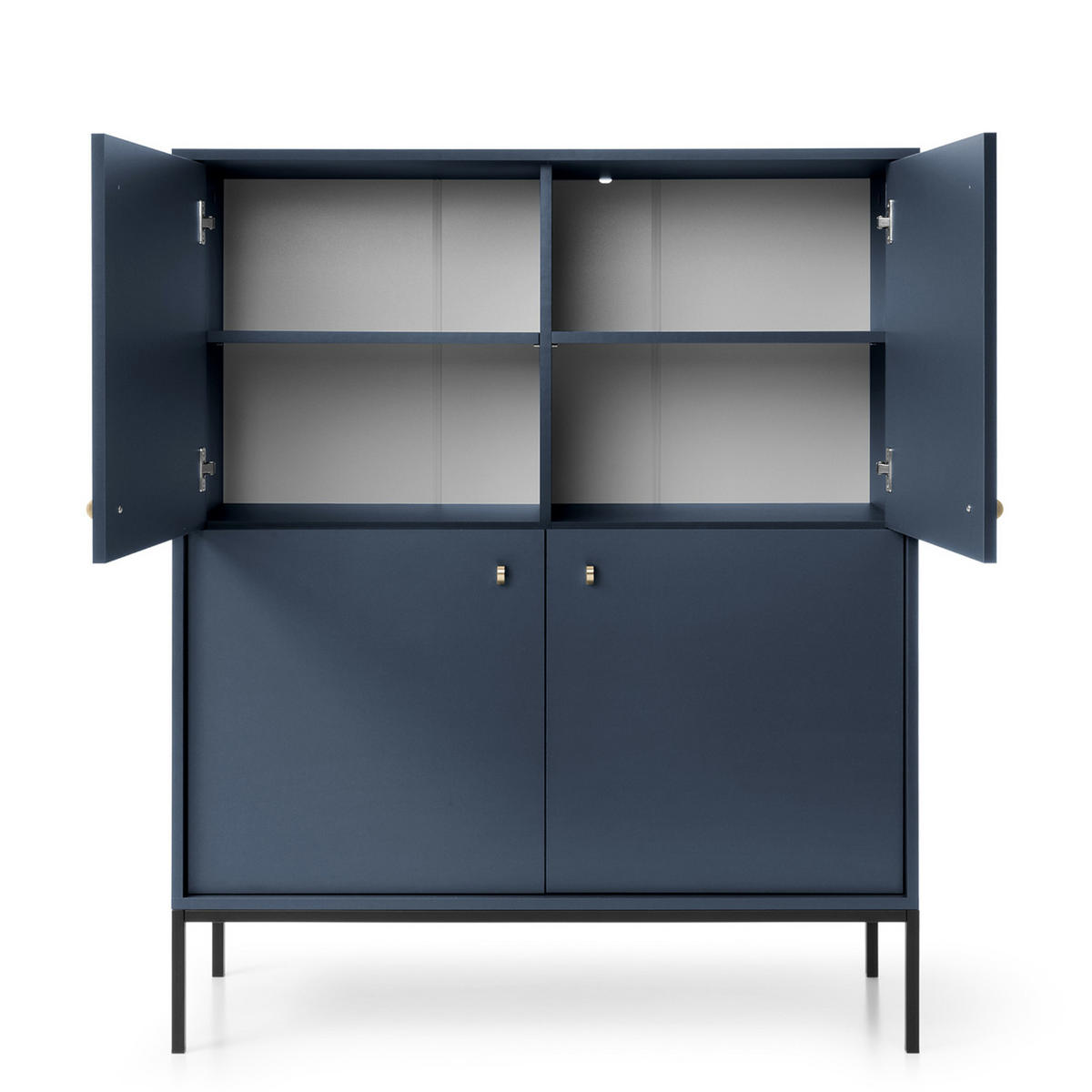 SIDEBOARD MONCTON KOM1-4D Metalgriffe, Dunkelblau - Dunkelblau, Holzwerkstoff/Kunststoff (104/125/39cm) - Komodee