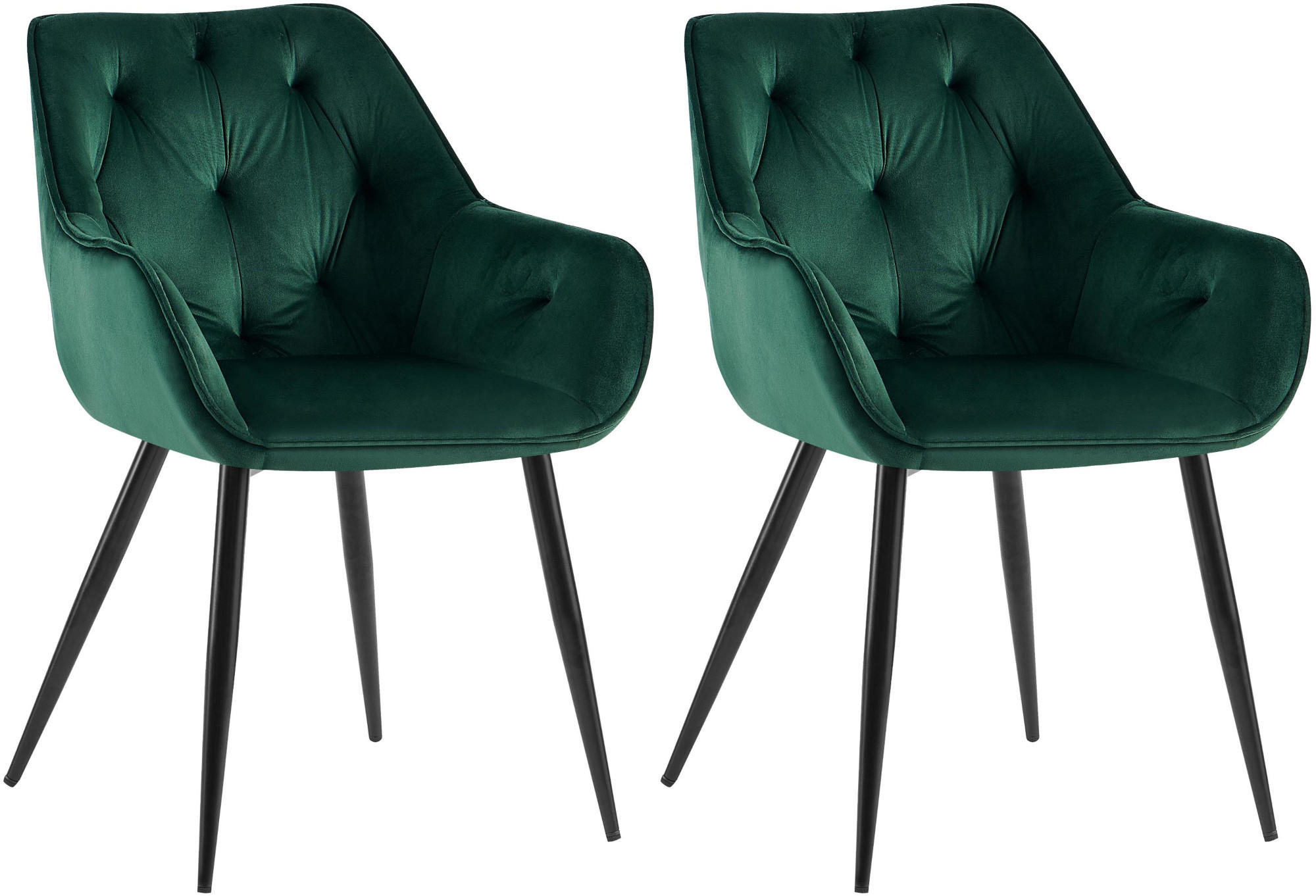 ARMLEHNENSTUHL 2er Set Samt Grün - Grün, Textil/Metall (56/81/58cm) - CLP