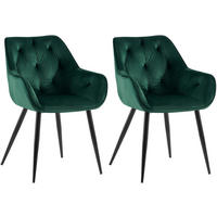 ARMLEHNENSTUHL 2er Set Samt Grün - Grün, Textil/Metall (56/81/58cm) - CLP