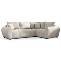 ECKSOFA L Form Malatya MAX Beige 246/145/82 cm stilvolle mit Schlaffunktion R - Beige/Schwarz, Kunststoff/Textil (235/175cm) - AX Living