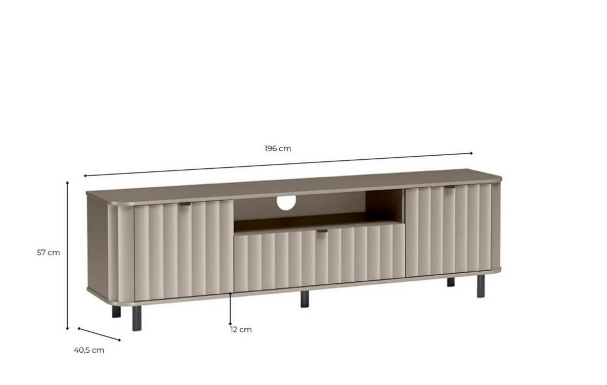 LOWBOARD MODERNO 196/57/40,5 cm, Weiß - Weiß, Holzwerkstoff (196/57/40.5cm) - MASSENO