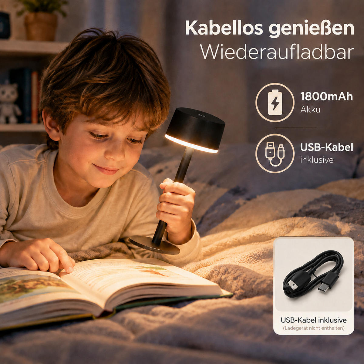 LED SVJETILJKA STOLNA Myvnal 7.5/7.5/19.4 CM - crna, metal/plastika (7.5/7.5/19.4cm) - ZMH