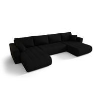 ECKSOFA mit schlaffunktion und bettkasten MILO U, stoff WIND, Schwarz - Schwarz, Holz (384/190cm) - Kaiser Möbel