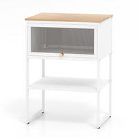 NACHTTISCH 56cm weiß - Weiß, Metall (32/56/40cm) - COSTWAY