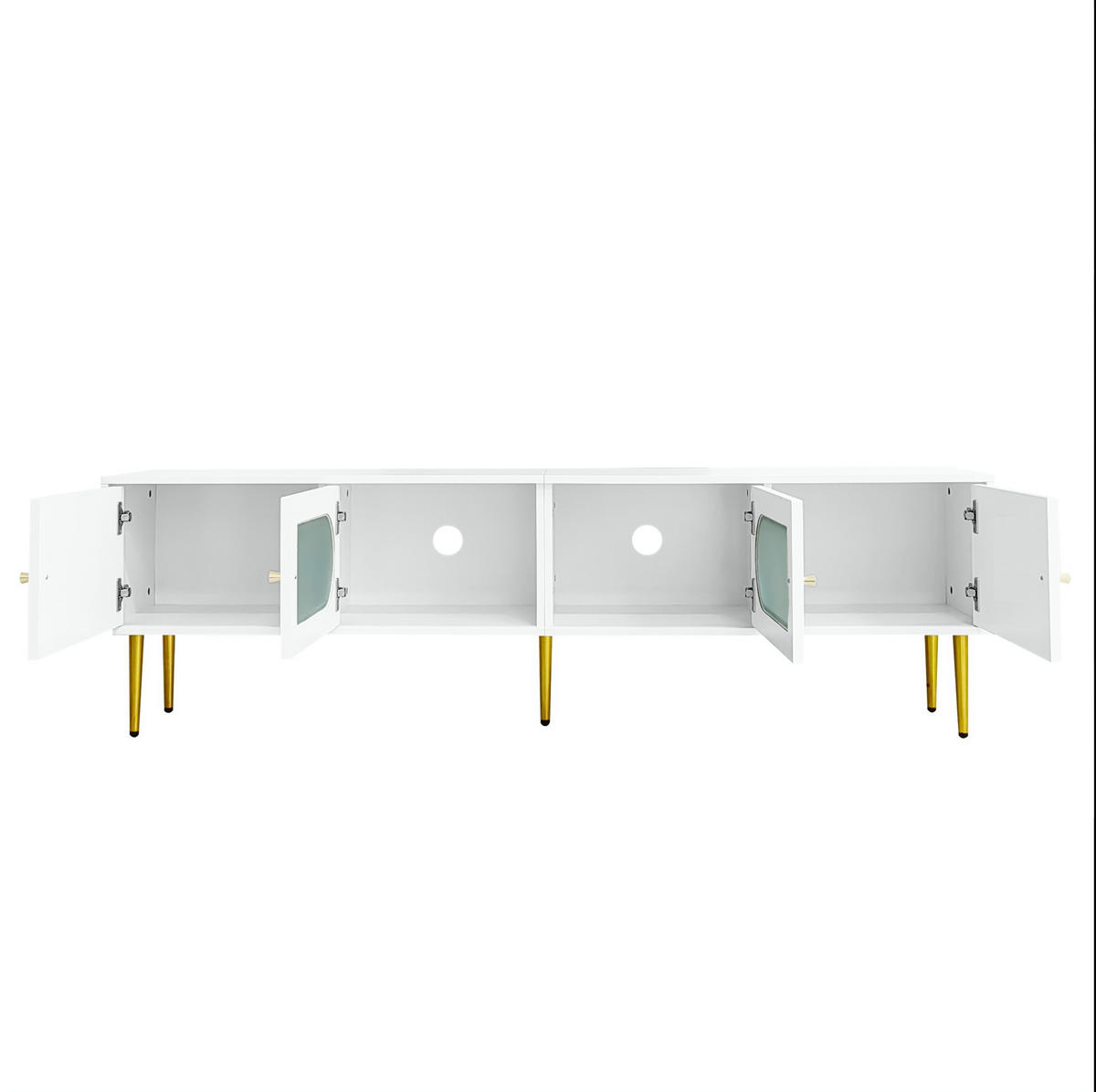 TV-LOWBOARD 170/35/50 cm mit 4 Türen, Kabeldurchlass und Soft-Close - Weiß, Holzwerkstoff (140/38/38cm) - BEAOK