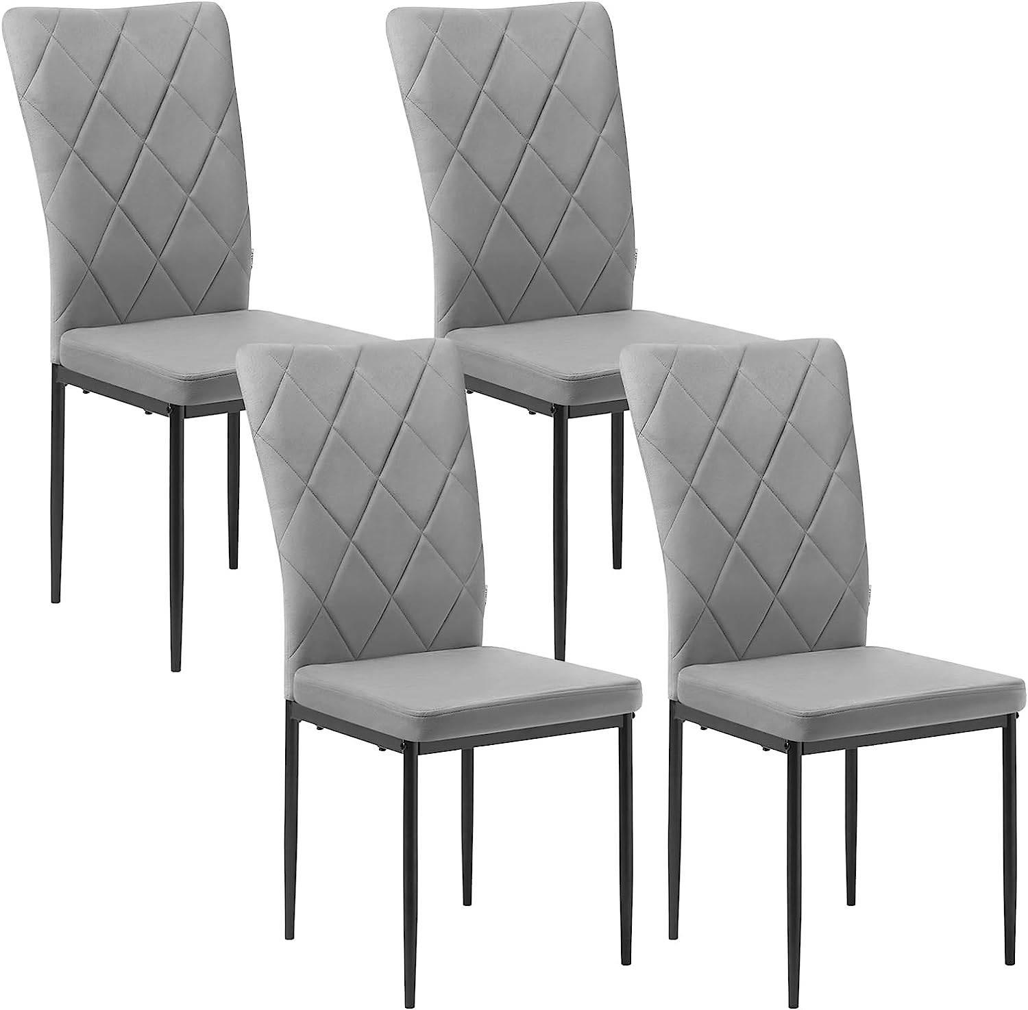 ESSZIMMERSTUHL 4er Set, Samtbezug, Dunkelgrau - Dunkelgrau/Schwarz, Leder/Kunststoff (42/94.5/59cm) - Woltu