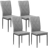 ESSZIMMERSTUHL 4er Set, Samtbezug, Dunkelgrau - Dunkelgrau/Schwarz, Leder/Kunststoff (42/94.5/59cm) - Woltu