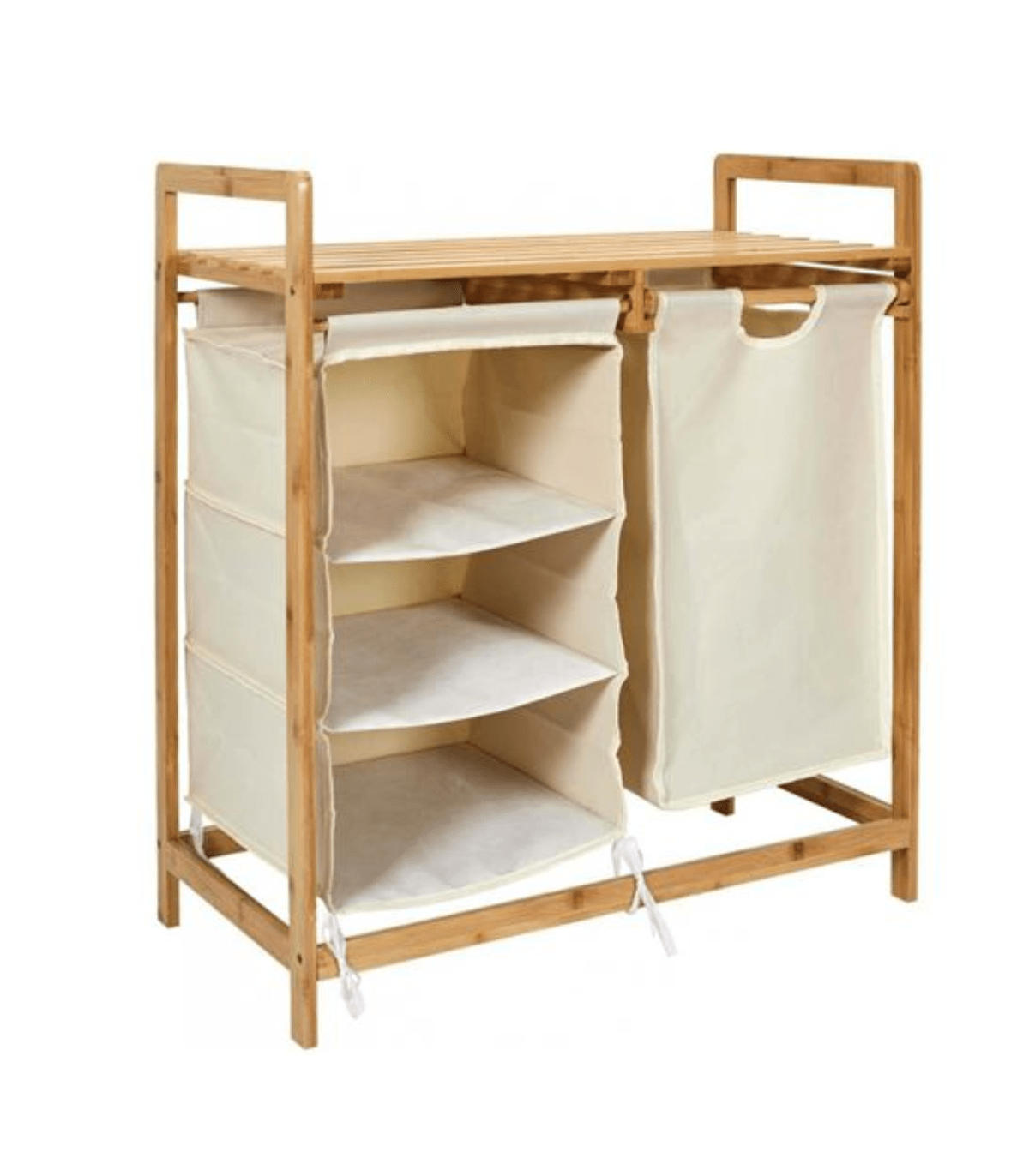 BADEZIMMERSCHRANK mit Fächern und Wäschekorb 77/69,5/38 cm - Eschefarben, Holz (69.5/38/77cm) - Calicosy