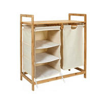 BADEZIMMER-ORGANIZER mit 4 Fächern aus Bambus und Stoff 38/69,5/77 cm - Eichefarben, Holz (69.5/38/77cm) - Calicosy