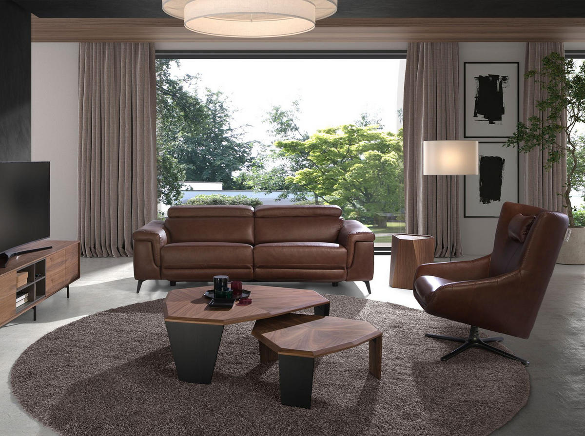 ECKTISCH Dreieckiger Ecktisch aus Porzellanmarmor und Nussbaumholz 43/37/50 cm - Walnussfarben/Weiß, Holz (37/43/50cm) - ANGEL CERDA