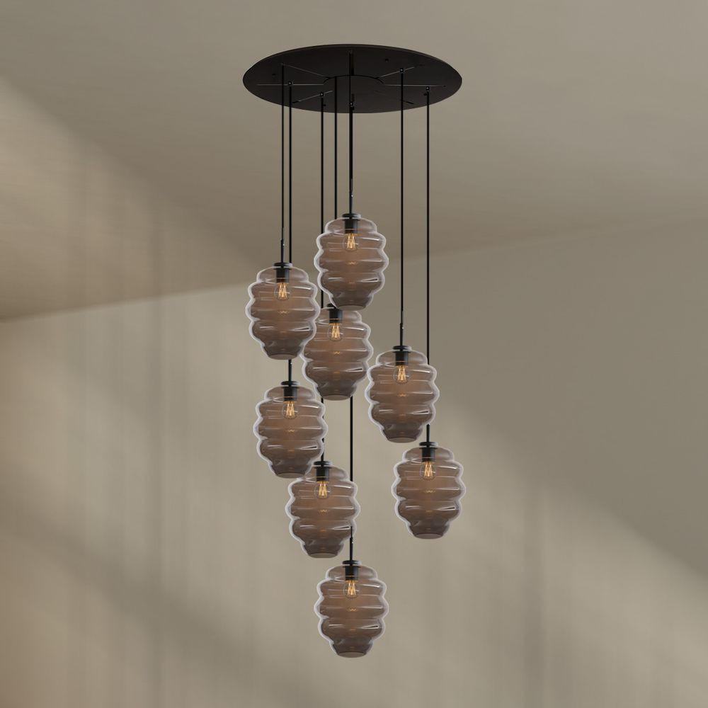 GALERIELEUCHTE Echos 8-flammig Rauch Ø 25cm - Anthrazit/Schwarz, Glas (25/25/28cm) - s.luce