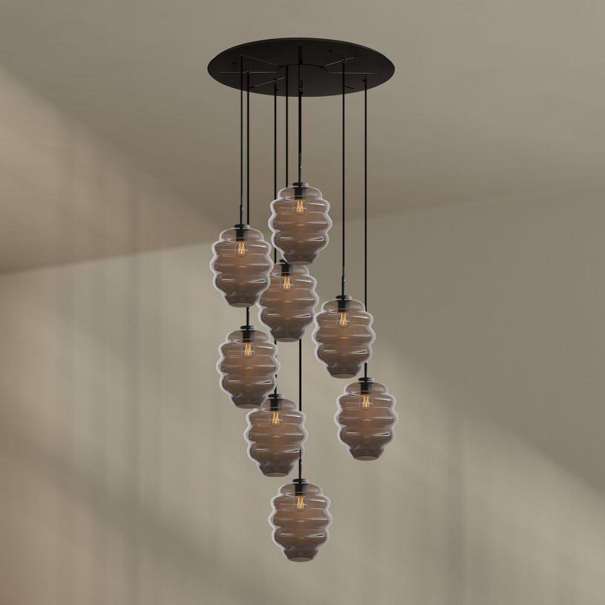 GALERIELEUCHTE Echos 8-flammig Rauch Ø 25cm - Anthrazit/Schwarz, Glas (25/25/28cm) - s.luce
