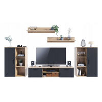 WOHNWAND Herkules, 5-teilig Artisan Eiche-Schwarz - Multicolor, Holzwerkstoff (150/35/40cm) - Matkam Möbel