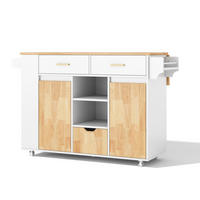 KÜCHENINSEL DE-41417 120/45-71/90 cm, klappbare Arbeitsplatte, Gewürzregal Weiß - Weiß, Holzwerkstoff (120/90/71cm) - ComfortXL