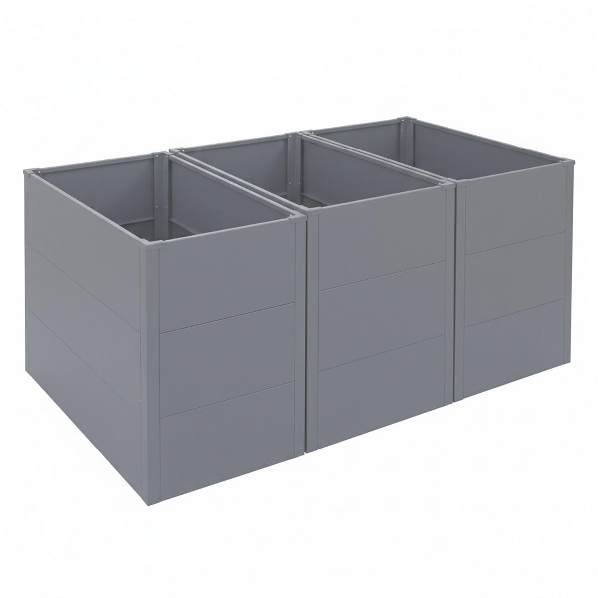 HOCHBEET 3er-Set 77x150x100cm Grau - Grau, Metall (150/77/100cm) - PROREGAL
