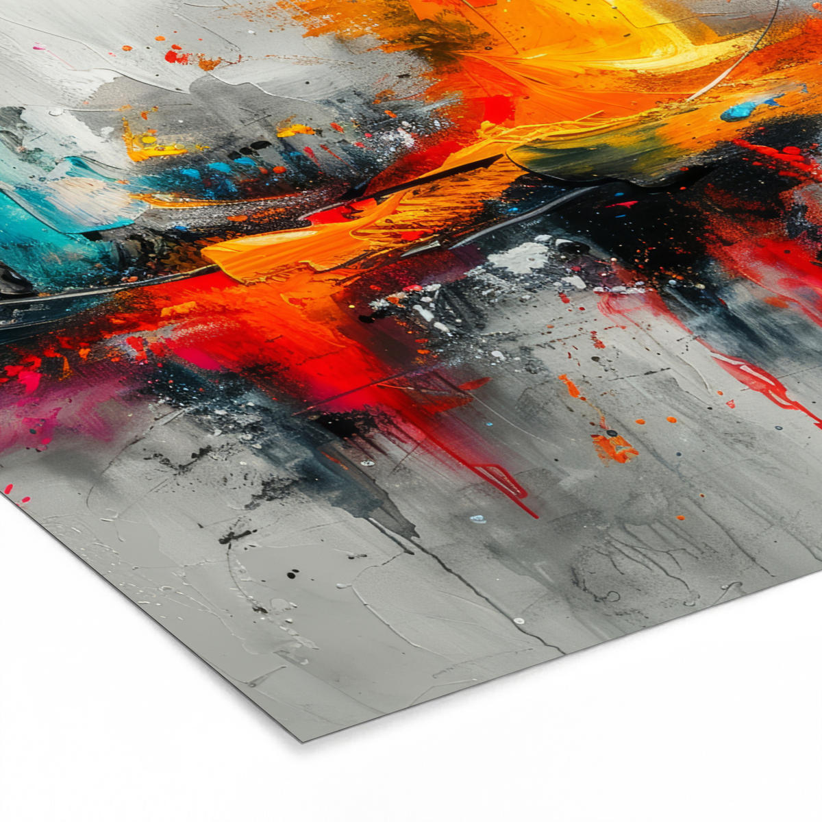 POSTER MIT RAHMEN Moderne Kunst - Orange - Grau - Abstrakt 40x40 cm - Hellgrau, Papier (40/40cm) - MuchoWow