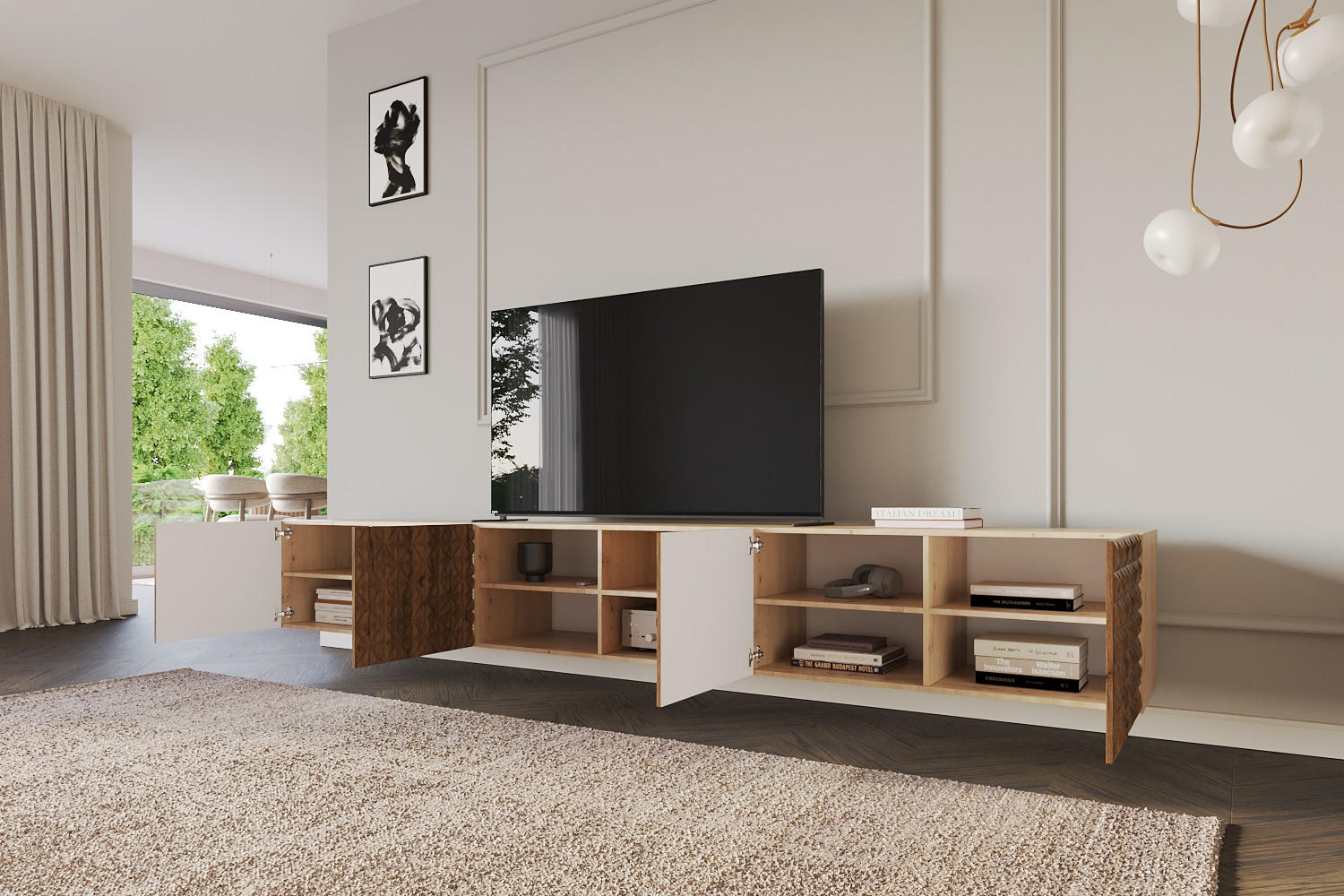 LOWBOARD VIRA-W 3x100x40x41 cm - Artisan / Katania - Eiche Wotan, Holzwerkstoff (300/40/41cm) - ALTDECOR