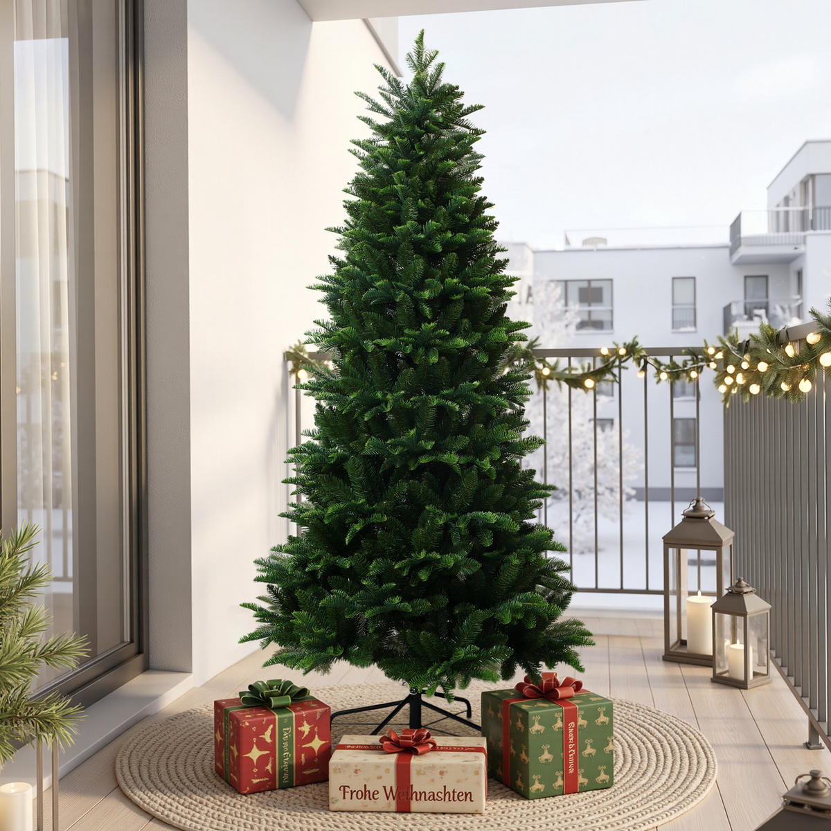 KÜNSTLICHER Weihnachtsbaum 185 cm, Tannen-Optik, 1499 PE/PVC-Spitzen - Grün, Kunststoff (92/185cm) - Hometopia