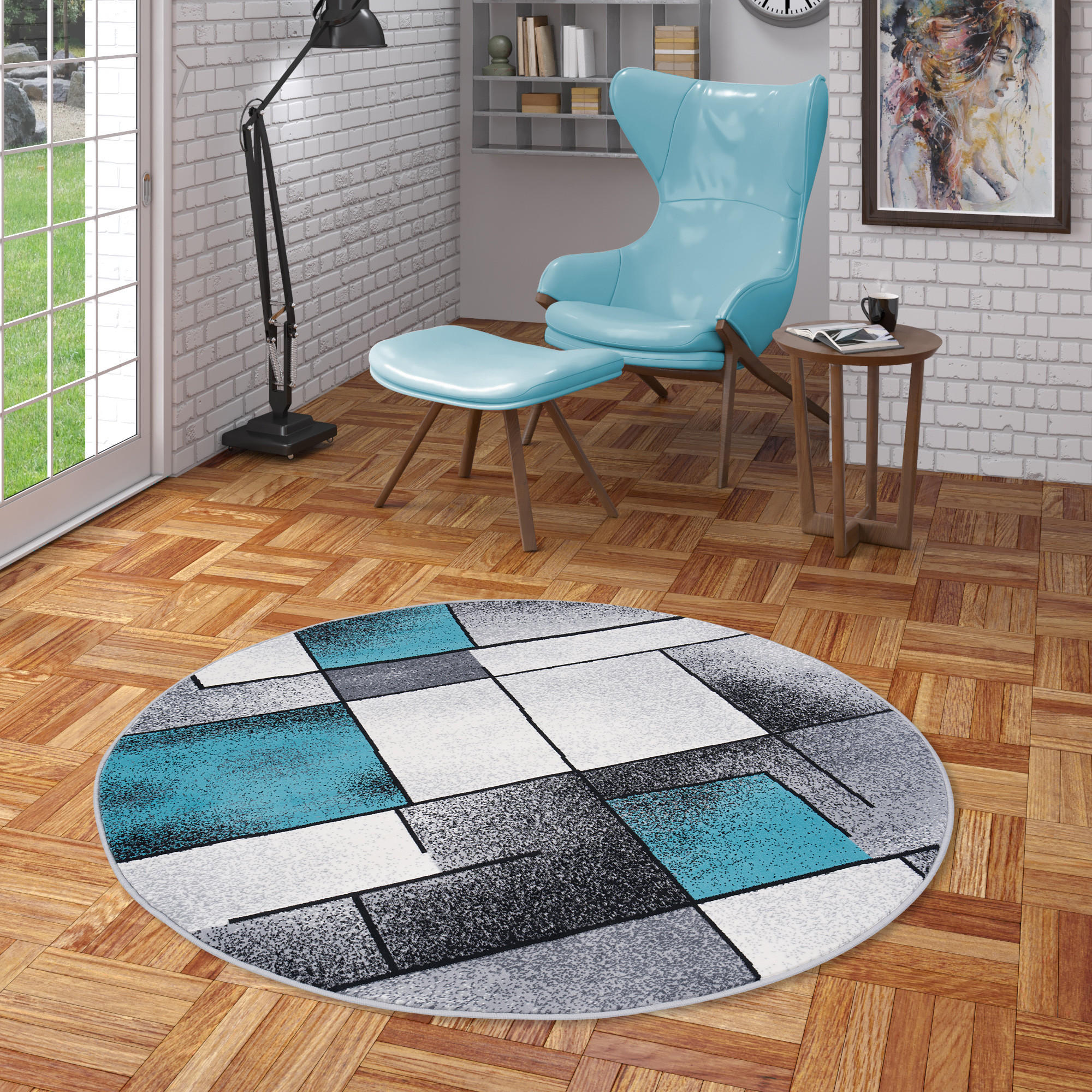 DESIGNER TEPPICH BRILLIANT FANTASY RUND - Blau, Textil (200/200cm) - Pergamon