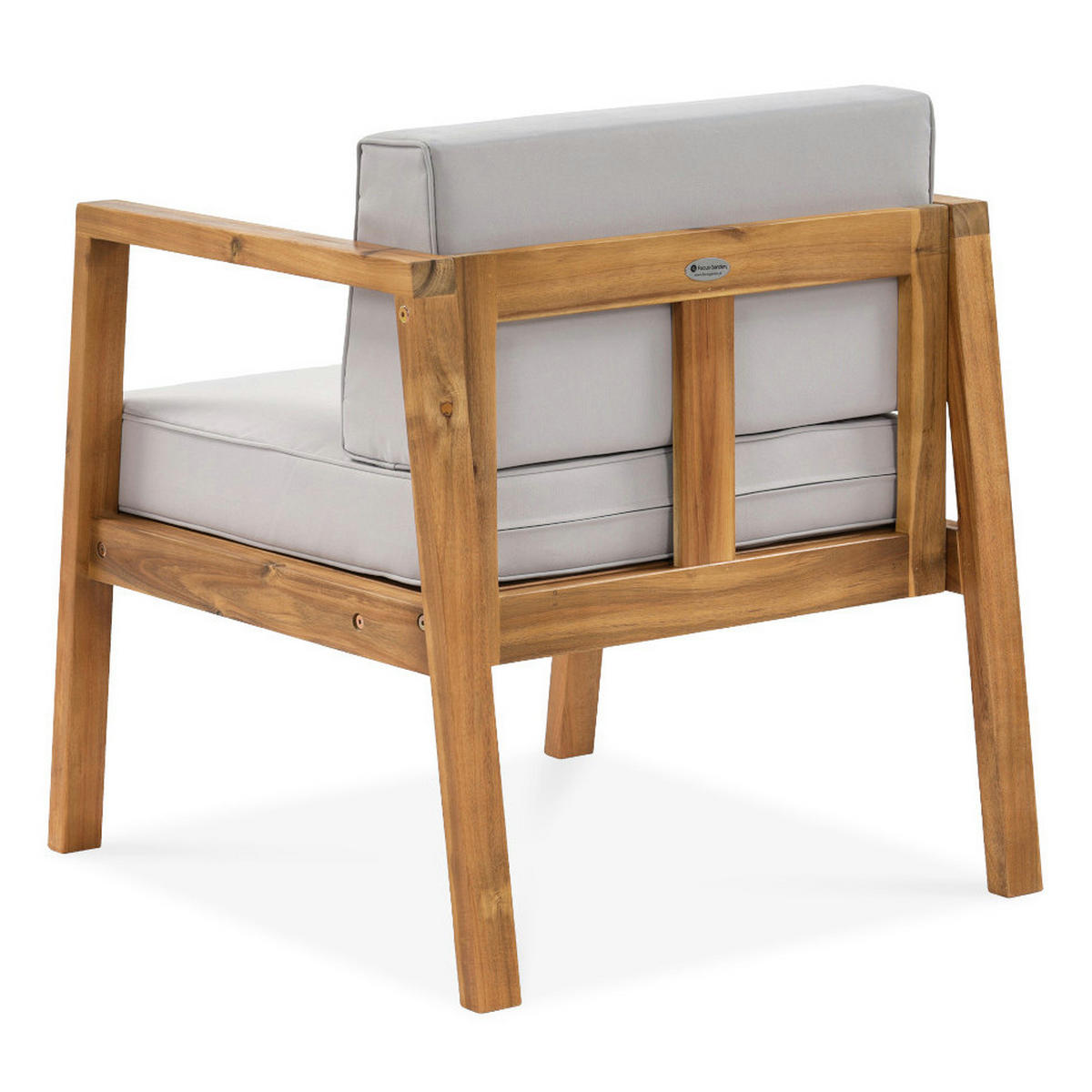 GARTENSET Viken aus Akazienholz, 2-Sitzer Sofa + 2 Sessel + Couchtisch, Hellgrau - Hellgrau, Holz - Beautysofa