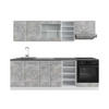 KÜCHENZEILE R-Line Beton/Weiß 240 cm, AP Anthrazit - Schieferfarben/Weiß, Holzwerkstoff (240/81.6/60cm) - Vicco