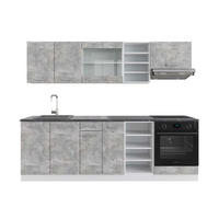 KÜCHENZEILE R-Line Beton/Weiß 240 cm, AP Anthrazit - Schieferfarben/Weiß, Holzwerkstoff (240/81.6/60cm) - Vicco