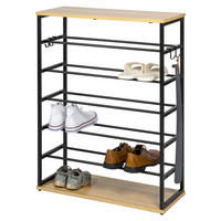 SCHUHREGAL, 18 Paar Schuhe, schwarz - Schwarz, Metall (70/90/28cm) - eluno