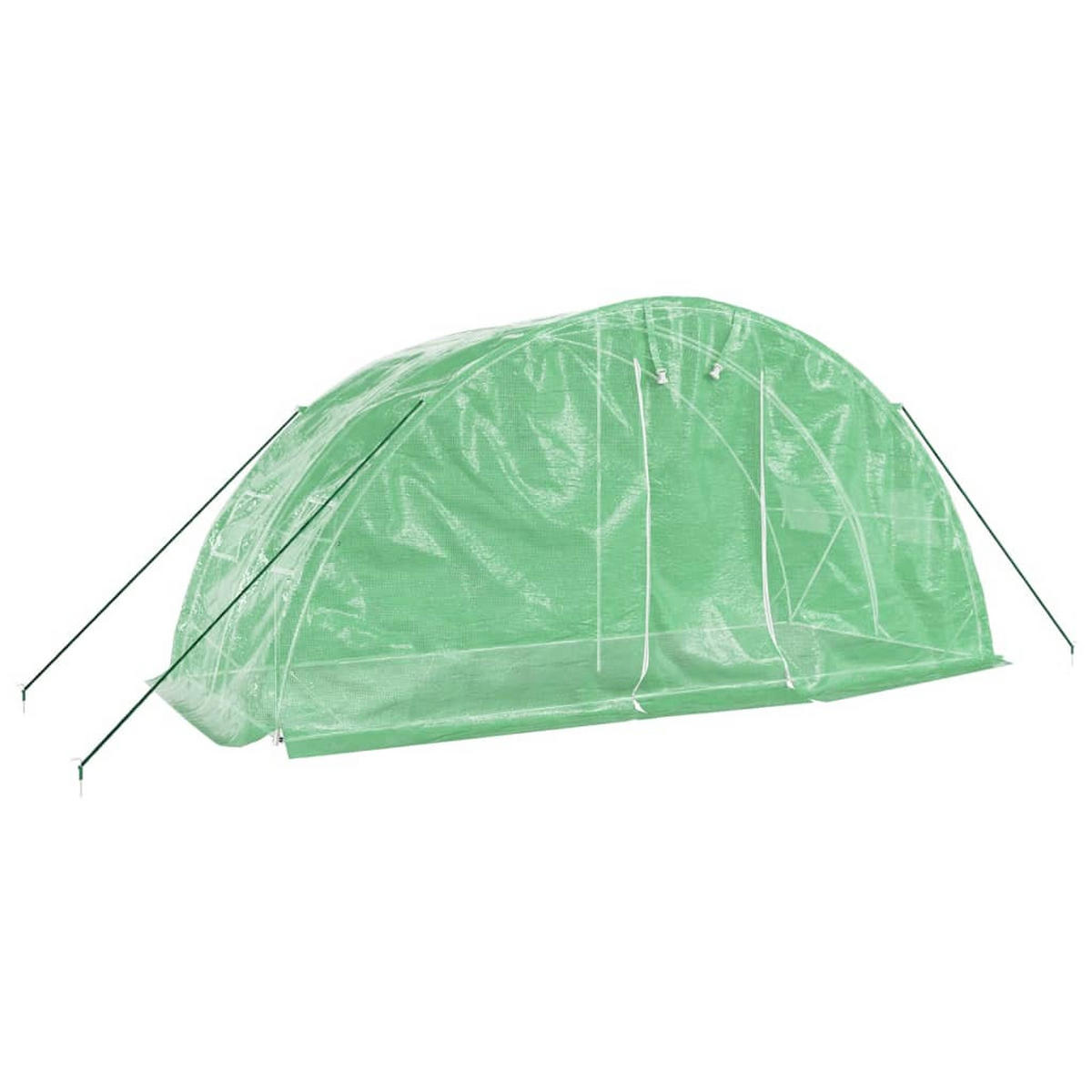 GEWÄCHSHAUS mit Stahlrahmen Grün 10 m² 5x2x2,3 m - Grün, Kunststoff (5/2.3/500cm)